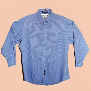Tommy Hilfiger Blue Gingham Long Sleeve Collared Dress Shirt Size 16 / 32-33 Top
